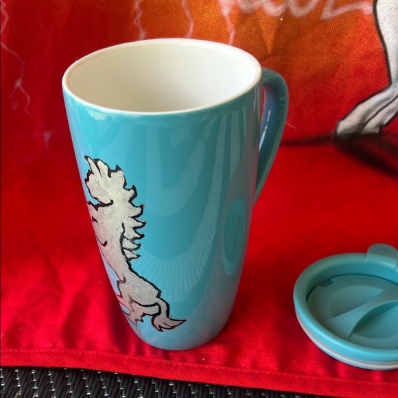 #0656 * White Horse Thunder Blue Travel Mug 16 0z 473 ml - Picture 3 of 9